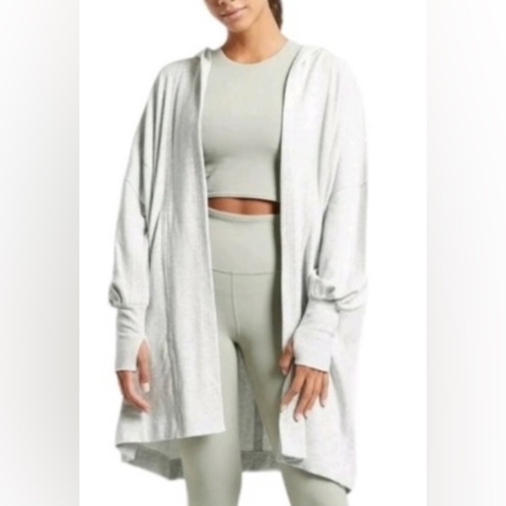 Athleta Hooded Long Cardigan “Mantra” in Heather Gray - M